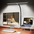 Airlonv LED Desk Lamp with Clamp, 17" Stepless Dimming Light, Black