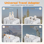 TESSAN Universal Travel Adapter Worldwide with 2 USB C and 2 USB A Ports