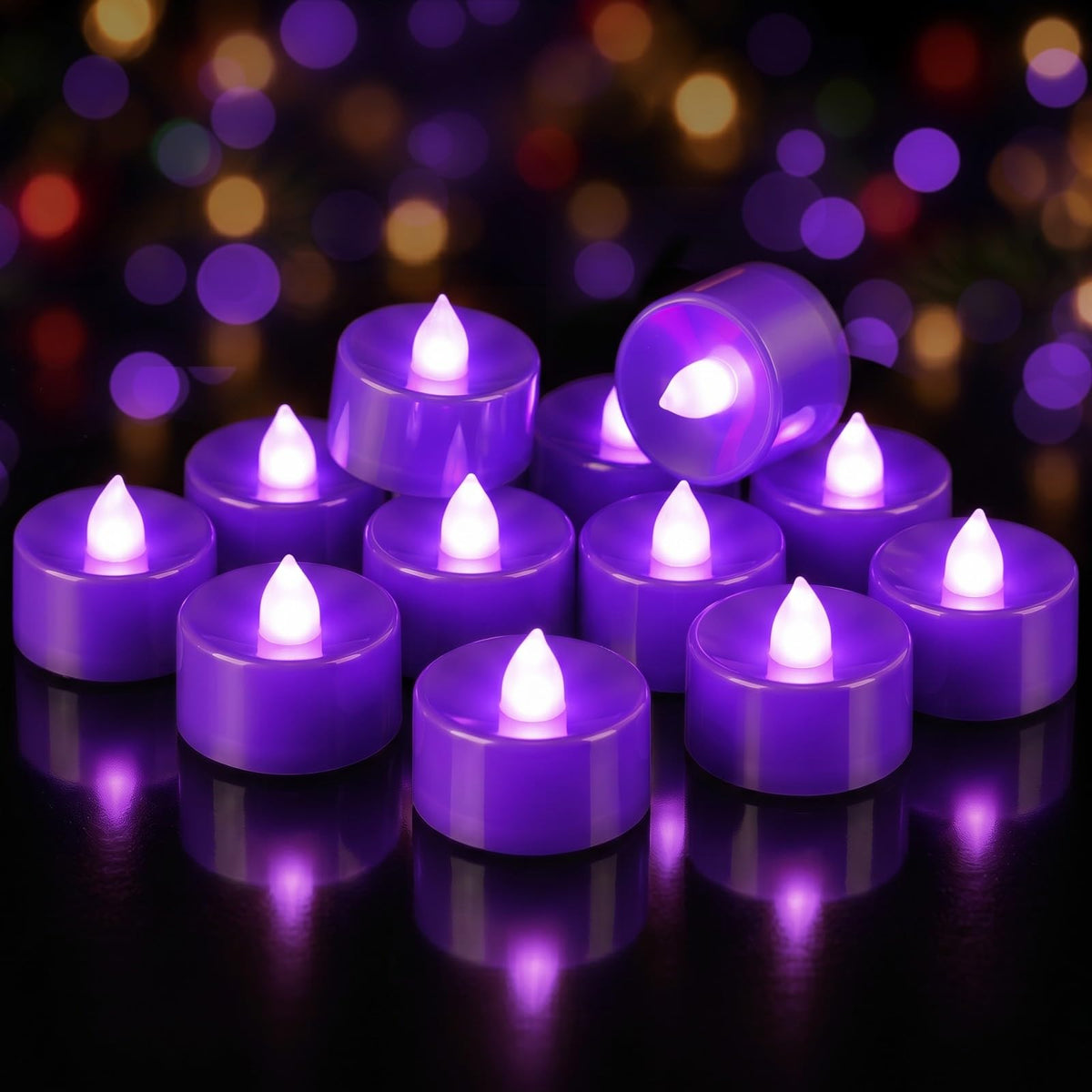 Homemory 50-Pack Black Flameless Battery Tealight Candles, 200+ Hours