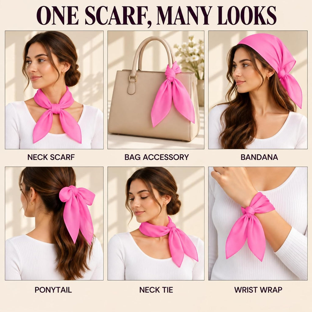 WESTEND CHOICE Square Chiffon Scarves Women's Neck Scarf 50s Retro Bandana