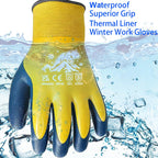 2 Pairs Waterproof Work Gloves Ultra-Grip Latex Coated Gardening Gloves, Durable and Versatile for Garden Car Fishing Outdoor Tasks