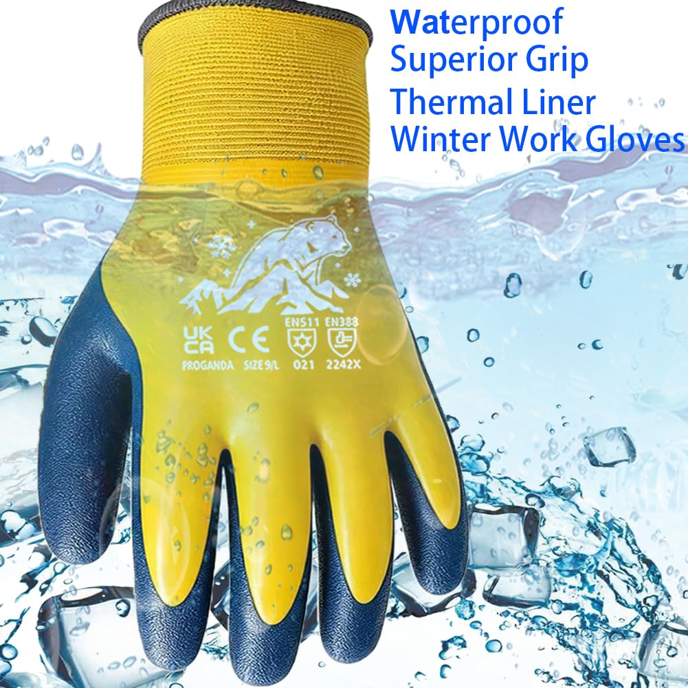 2 Pairs Waterproof Work Gloves Ultra-Grip Latex Coated Gardening Gloves, Durable and Versatile for Garden Car Fishing Outdoor Tasks