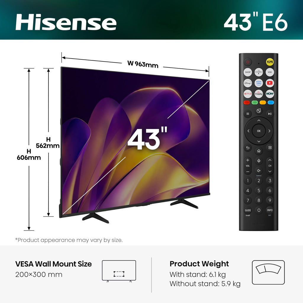 Hisense 55 Inch 55E6STUK 4K Ultra HD AI Smart TV