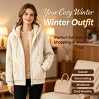 Womens Teddy Fleece Hoodies Sherpa Lined Fuzzy Jacket with Pockets Full Zip Hooded Adjustable Sweatshirts Ladies Winter Warm Jumper Coat Outwear Thermal Outfits Clothing