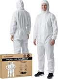TICONN Hazmat Suit Disposable Coveralls, Full Body Lab Overall Paint Suit