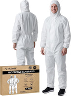 TICONN Hazmat Suit Disposable Coveralls, Full Body Lab Overall Paint Suit