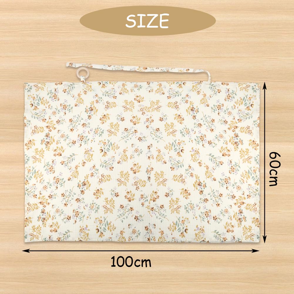 Aolso Breastfeeding Cover Nursing Cover, Muslin Cotton Soft Breathable Nursing Cover, Adjustable Strap Breast Feeding Coverall for Car Seat Blanket and Stroller Coverall (White-Bear)
