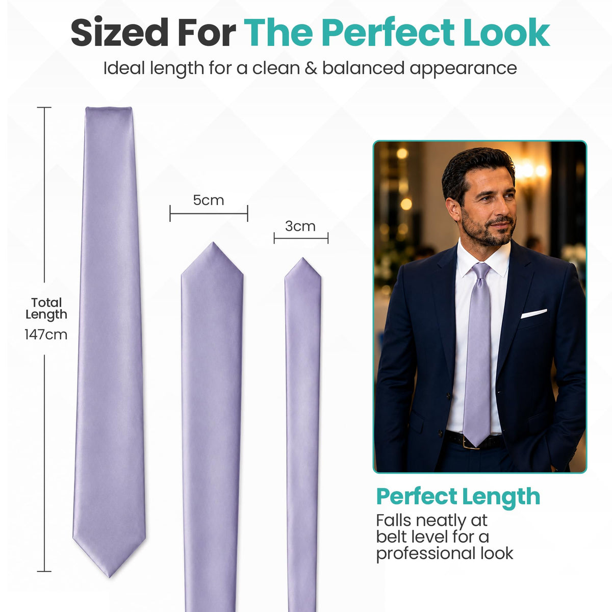 Trimming Shop 5cm Slim Skinny Solid Colour Necktie for Mens