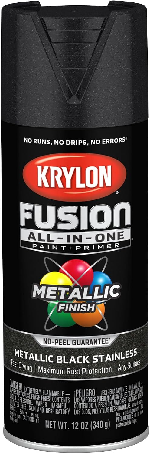 Krylon Fusion All-In-One, Metallic, Black Stainless Steel, 12 oz