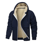 Teddy Fleece Men Hoodie Fleecing Lined Fuzzy Jacket with Pockets Full Zip Hooded Adjustable Sweatshirts Warm Parka Jackets Sherpa Ski Jackets Thermal Cardigan Jumper Coats Winter Outerwear Clothing