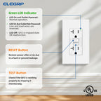 ELEGRP GFCI Outlet 20 Amp, Self-Test GFI Electrical Outlet with Thinner Design, TR Tamper Resistant GFCI Receptacle, Ground Fault Circuit Interrupters with Wall Plate, UL Listed, Light Almond, 1 Pack