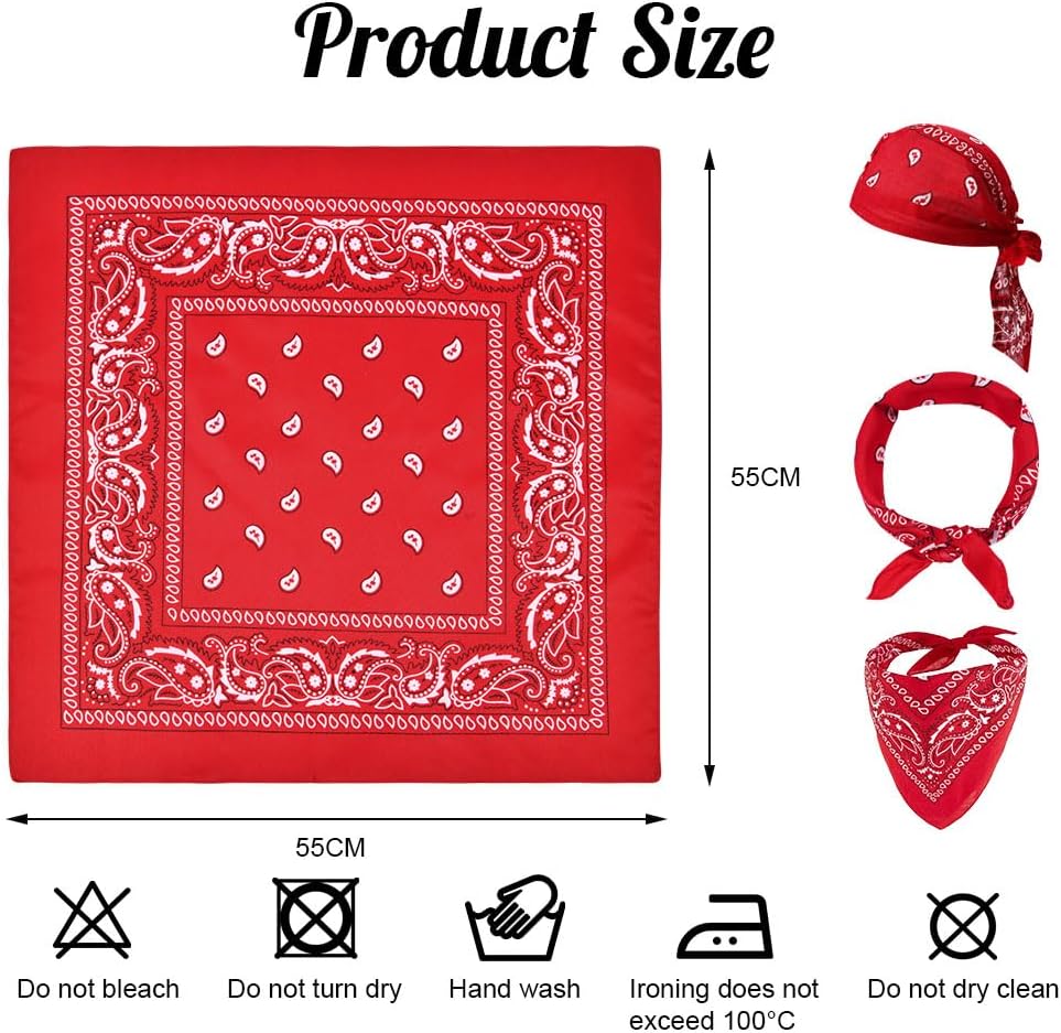 Aomig Bandana Head Scarf for Men and Women, Stylish Cowboy Headband Handkerchief, Multi-purpose Hair Scarf Paisley Print Unisex Headwraps, Bib Party Face Covering Headwear for Motorcycling