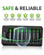 BEVIGOR 12 Slot Battery Charger with 12 Pack AA Rechargeable Batteries