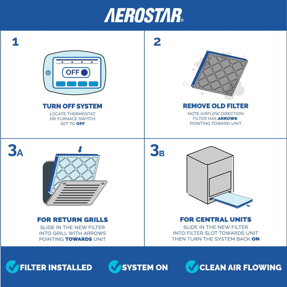 Aerostar Air Filter 16x25x1 MERV 8 AC Filter, HVAC, Furnace Filter, 6 Pack