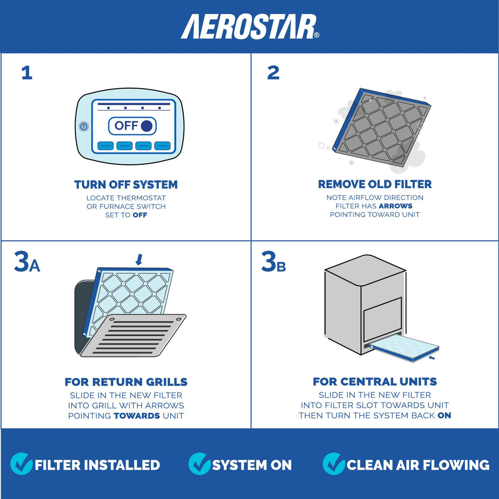 Aerostar Air Filter 16x25x1 MERV 8 AC Filter, HVAC, Furnace Filter, 6 Pack
