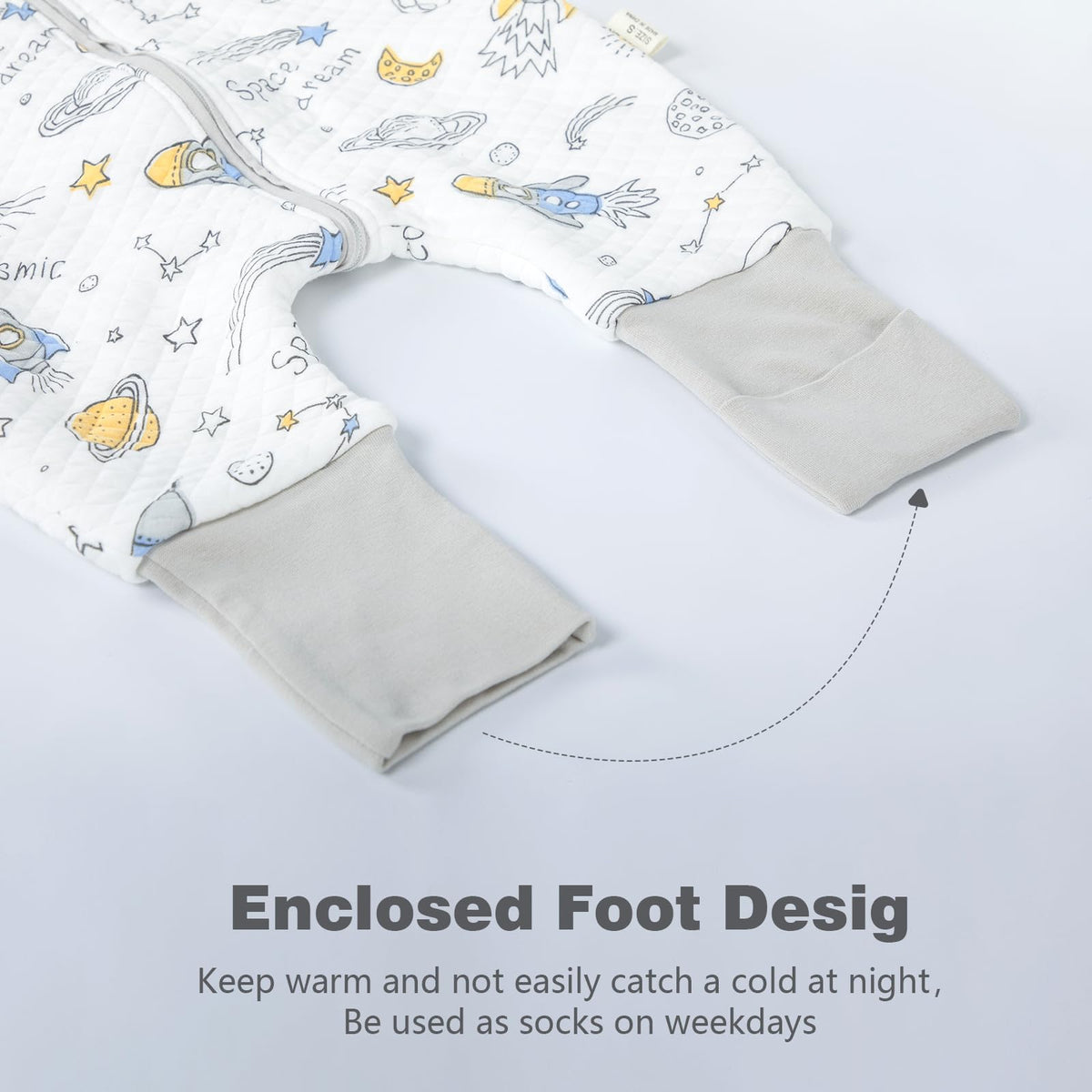 Baby Sleeping Bag with Feet, 2.0 Tog, Removable Sleeves 6-18 months