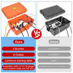 Hrensaw Medium Outdoor Electrical Box(10.6x5.5x4.5inch),Weatherproof Connection Box w/6 Cable Entry,IP54 Waterproof Extension Cord Cover Protect Power Strip,Timer,Plug,Holiday Lights,Black