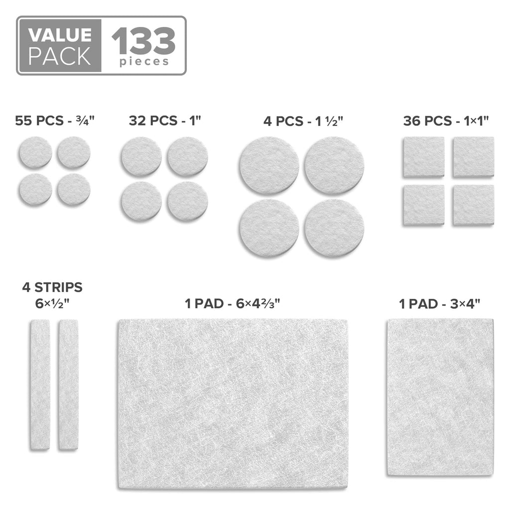 Felt Furniture Pads X-PROTECTOR 133 PCS Premium Furniture Pads - Felt Pads