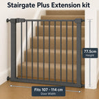 For Your Little One Pressure Fit Safety Stair Gate – No Screws Needed | One-Hand Opening | Secure Baby & Pet Gate for Stairs, Doorways & Hallways (Grey, 7 cm Extension Only)