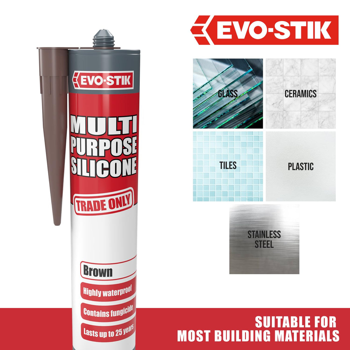 EVO-STIK Multipurpose Silicone Sealant White - Waterproof & Mould Resistant