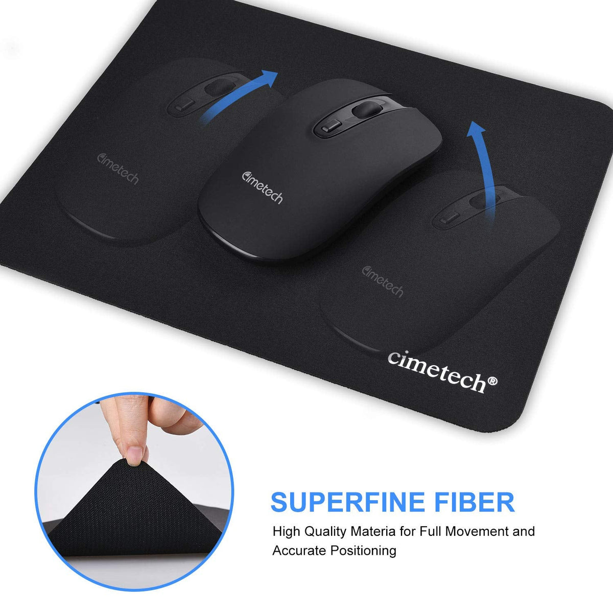 cimetech Mouse Mat, Gaming Mouse Pad, Ultra Thin Portable Mousepad, Black