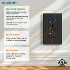 ELEGRP GFCI Outlet 20 Amp, Self-Test GFI Electrical Outlet with Thinner Design, TR Tamper Resistant GFCI Receptacle, Ground Fault Circuit Interrupters with Wall Plate, UL Listed, Light Almond, 1 Pack