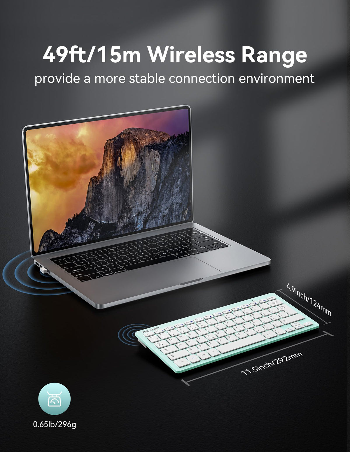 TECKNET 2.4G Wireless Compact Mini Keyboard, UK Layout, White