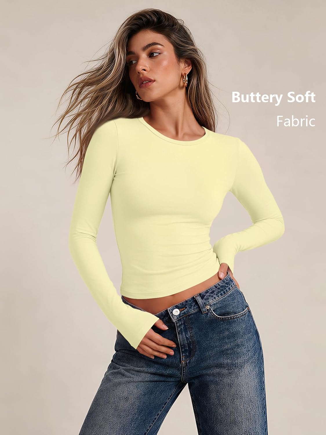 LILLUSORY Long Sleeve Tops Women Crew Neck Y2k T Shirts