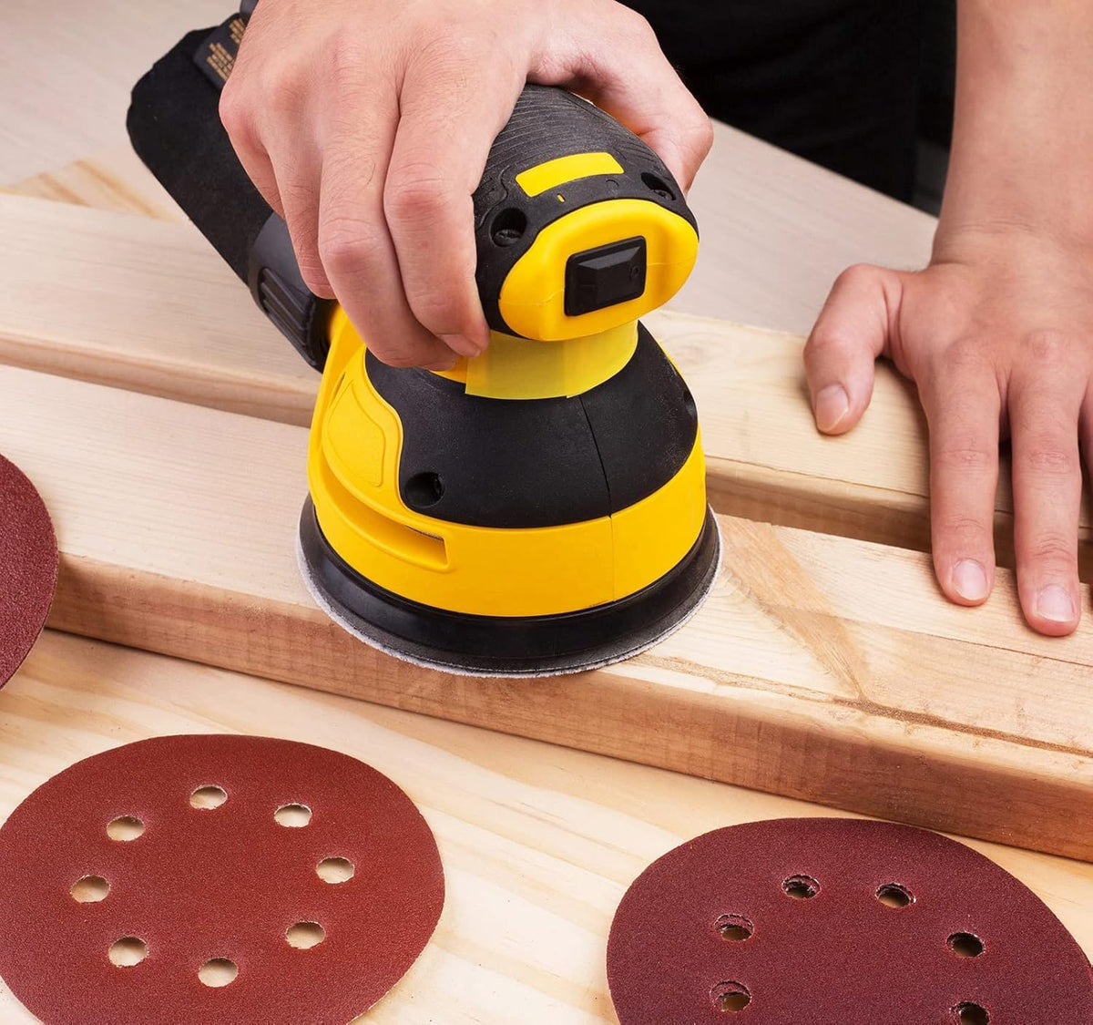 S SATC Sanding Discs 60 Grit 110Pcs Orbital Sander Discs 125mm Hook and Loop Round Orbital Sander Pads for Sanding