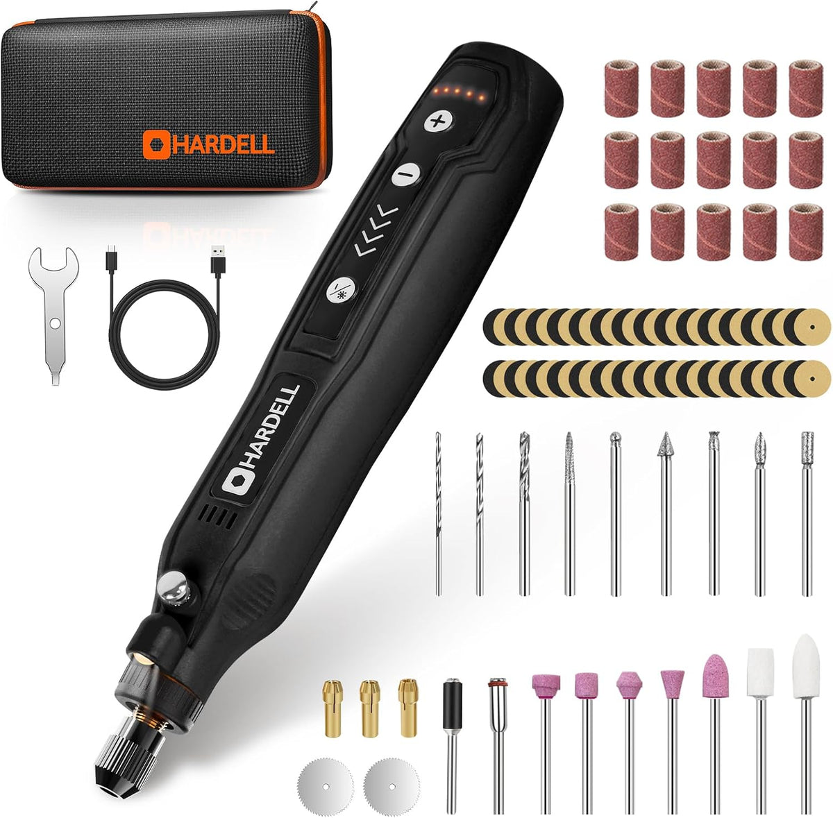 HARDELL Mini Cordless Rotary Tool, 5-Speed 69pcs Kit for 3D Printer Sanding