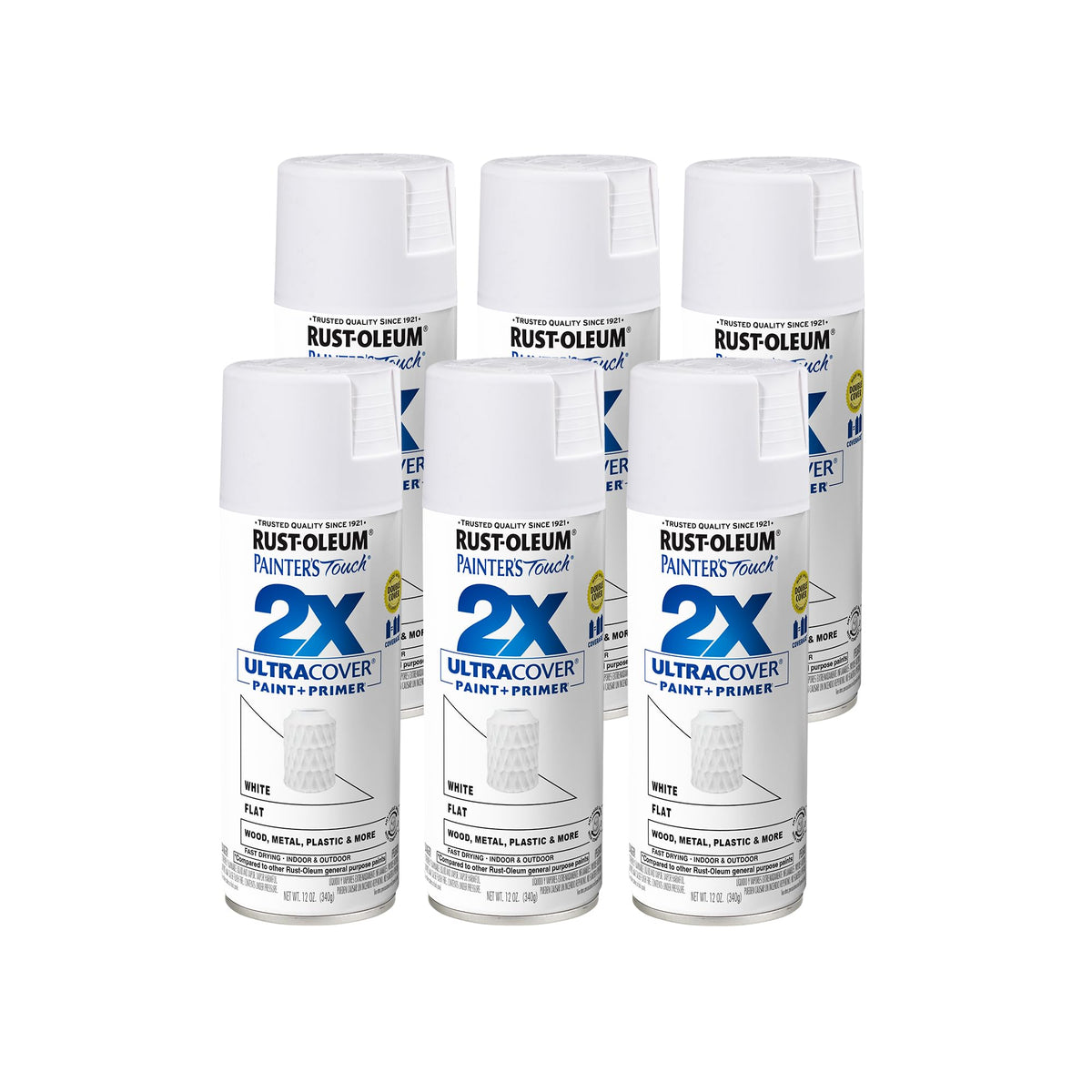 Rust-Oleum 334023-6PK Painter's Touch 2X Ultra Cover Spray Paint, 12 oz, Gloss Almond, 6 Pack