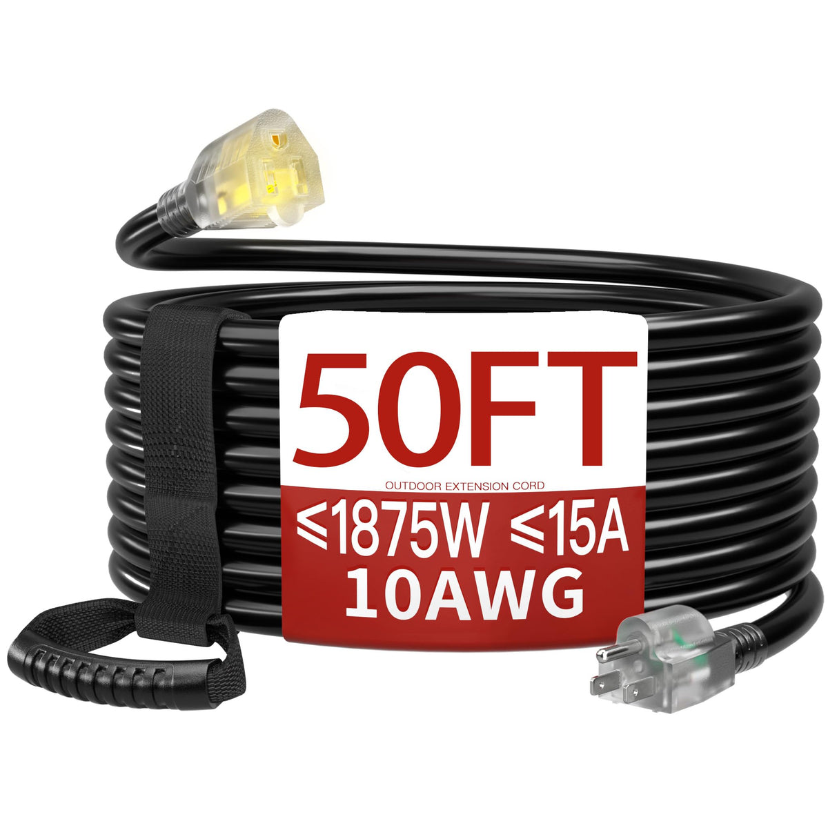 Skrizcable 16/3 15 FT Outdoor Extension Cord Waterproof, Black Power Cord