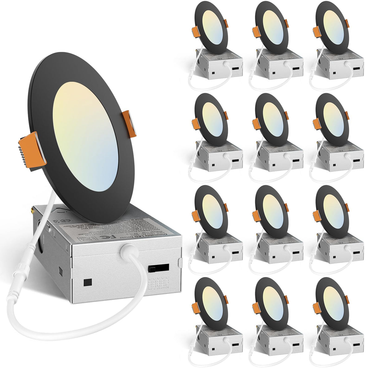 Amico 12 Pack 3 Inch LED Recessed Lighting, Canless Wafer Downlight, White