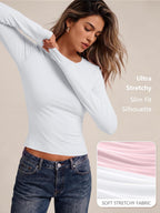 LILLUSORY Long Sleeve Tops Women Crew Neck Y2k T Shirts