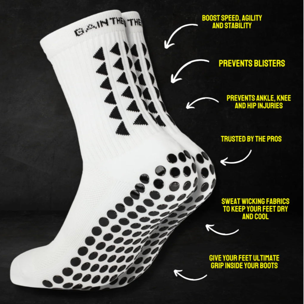 Gain The Edge Football Grip Socks 3.0-2pc and 4pc Set - Non Slip Football Socks - Updated Model