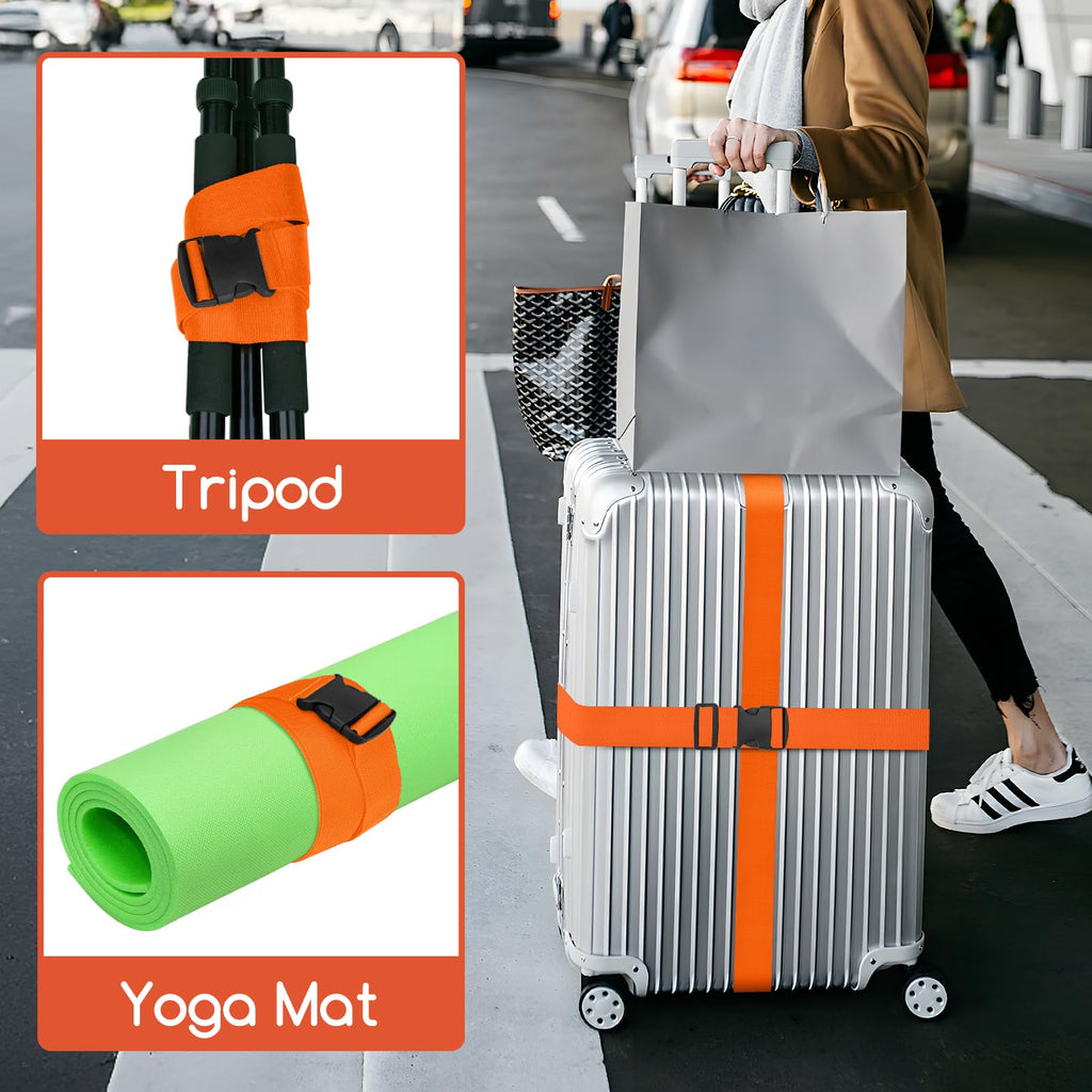 WISYOK Luggage Straps Extended, 4 Pack, 130-250cm Adjustable, Pink SkyBlue