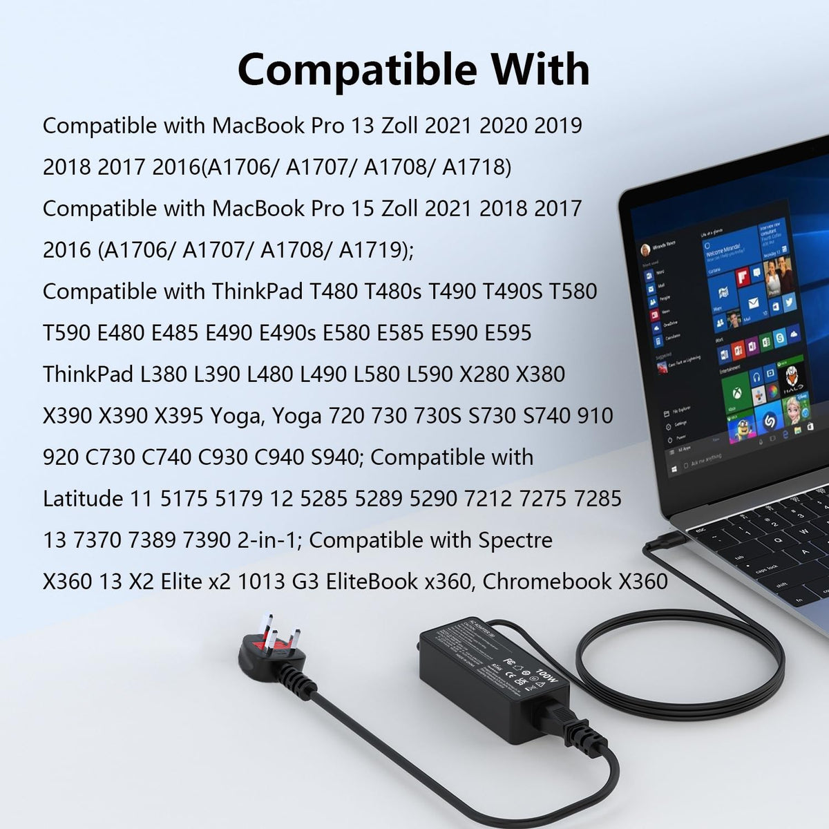 90W Laptop Charger Compatible with HP EliteBook Probook Pavilion Compaq