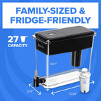 Brita X-Large 27 Cup Water Dispenser, Includes 1 Filter, Black
