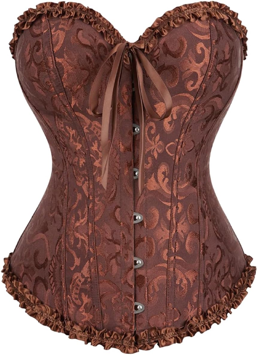 KUOSE Womens Black Basque Body Shaper Overbust Corset Top Plus Size S-6XL