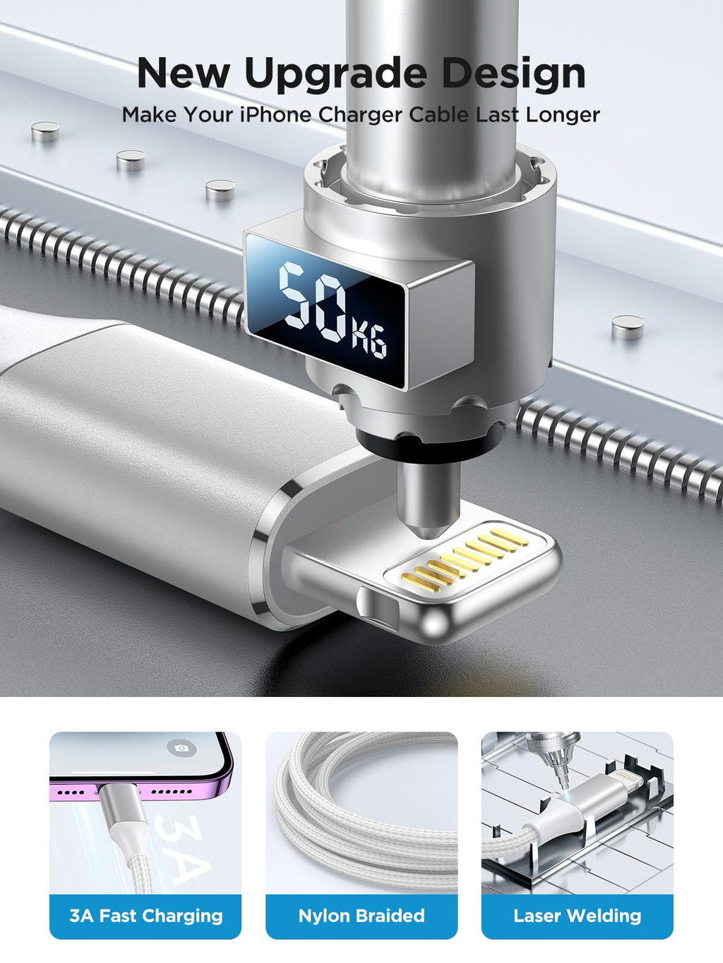 Aioneus iPhone Charger Cable 1M, MFi Certified Lightning Cable Fast iPhone Charging Cable Nylon Braided USB iPhone Charger Lead for iPhone 14 13 12 11 Pro Max XR XS X Max 8 7 6s Plus SE, iPad