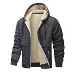 Teddy Fleece Men Hoodie Fleecing Lined Fuzzy Jacket with Pockets Full Zip Hooded Adjustable Sweatshirts Warm Parka Jackets Sherpa Ski Jackets Thermal Cardigan Jumper Coats Winter Outerwear Clothing