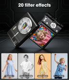 Digital Camera, 1080P FHD Vlogging Camera 50MP Compact Portable Photo Camera with 2.4" Screen, 16X Digital Zoom Mini Small Pocket Camera for Kids Students with 1 Battery, 16GB Card (Pink)
