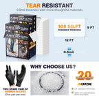 Axgatoxe 12 x 9 Ft Plastic Drop Cloths for Painting (10-Pack)