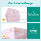 LEMENT 50pcs KN95 Face Mask Black 5-Layer Filter≥95% Cup Dust Safety Masks