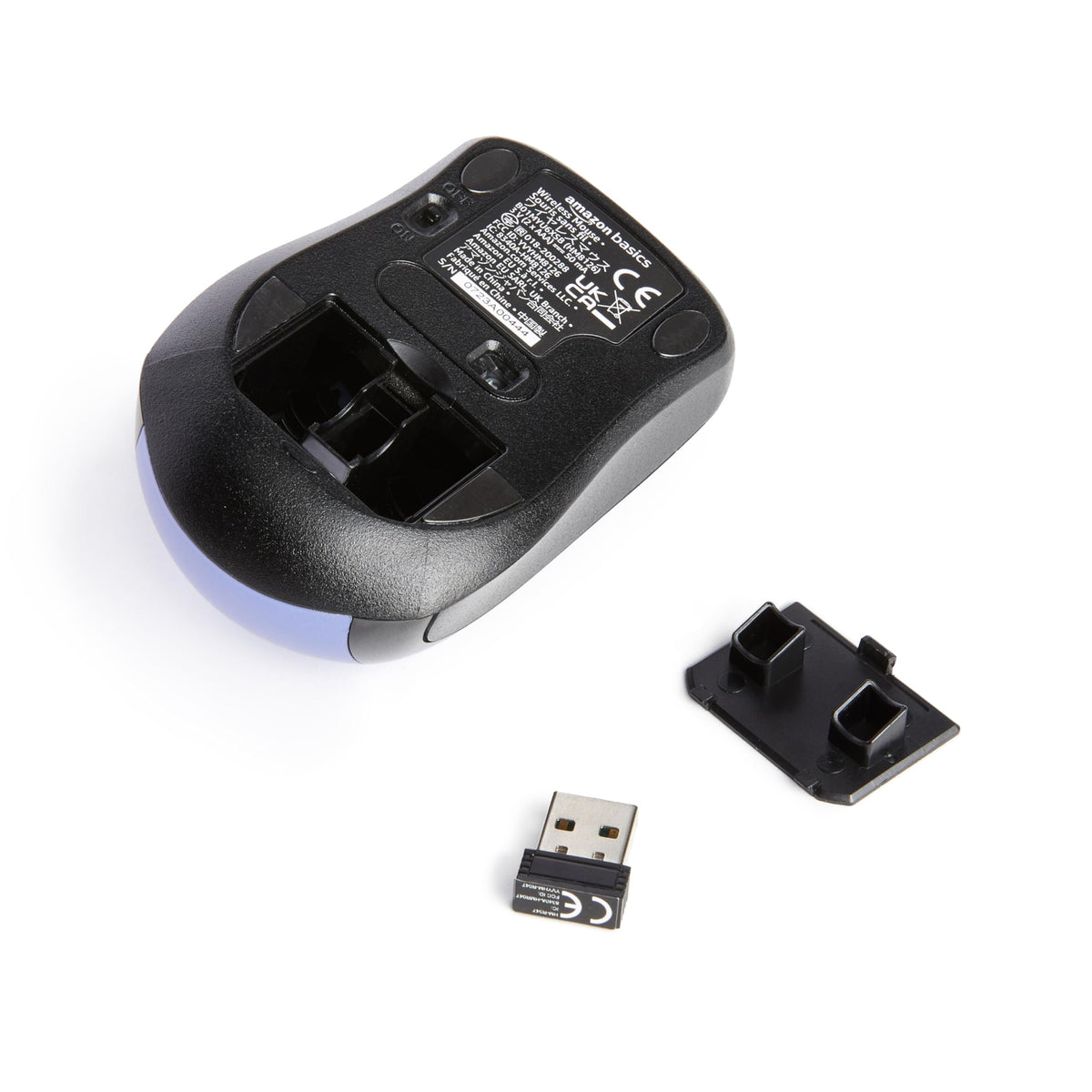 Amazon Basics Wireless Mouse for Laptop, 2.4GHz with USB Nano Receiver – Black