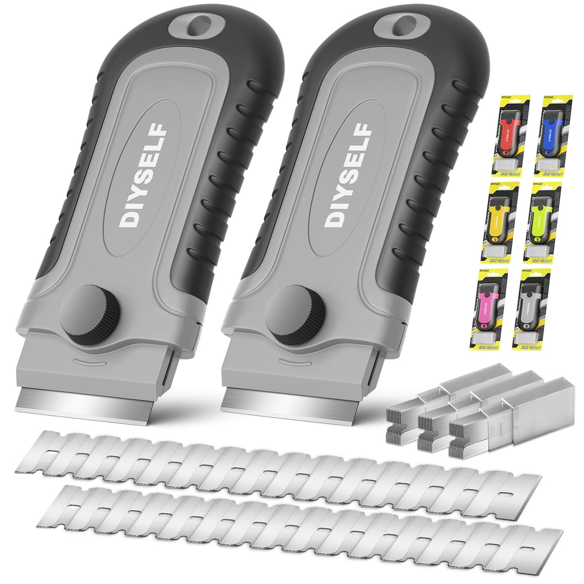 DIYSELF 1 Pack Razor Blade Scraper with 15 Extra Blades, Scraper Tool