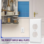 ENERLITES 10 Pack Outlet Covers Wall Plate for Duplex Receptacle, White