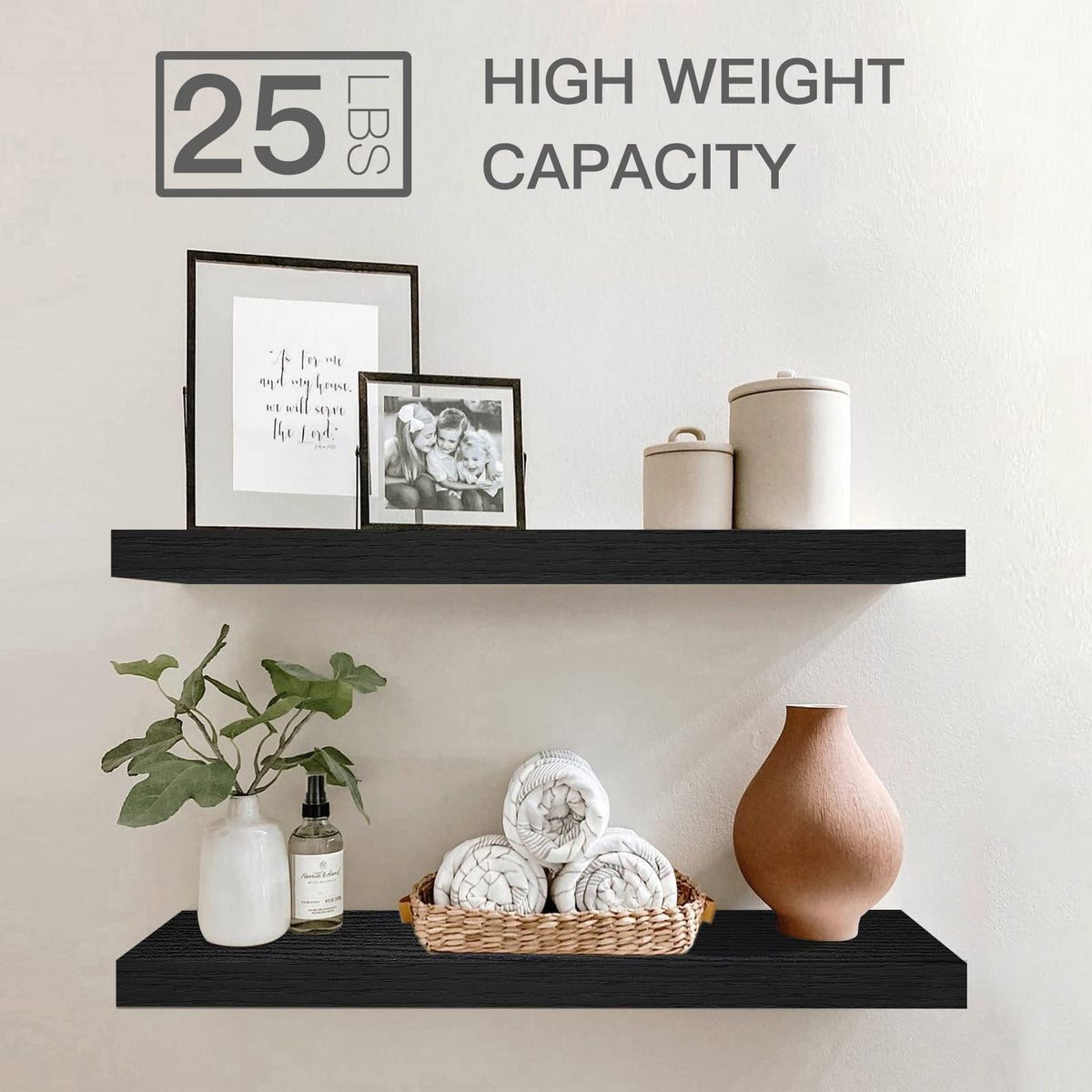 QEEIG Bathroom Floating Shelves for Wall (Brown, Set of 2, 15.7")