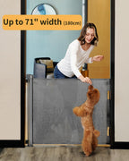 Retractable Mesh Baby & Dog Gate for Stairs, 86cm Tall x 140cm Wide, Black