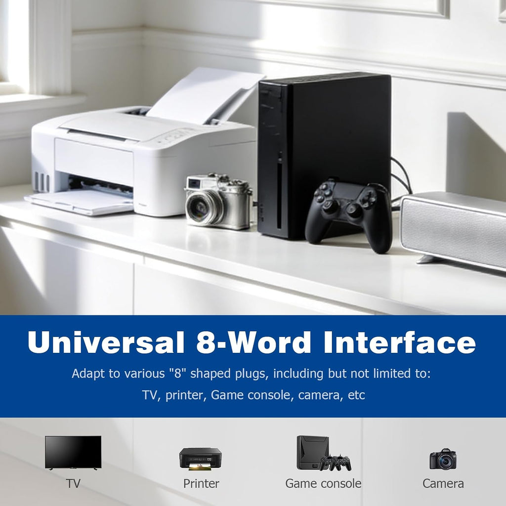 Power Cable Compatible with Samsumg TV 3M, Mellbree Quality Safe Right Angle Suitable for Awkward Space Figure 8 Power Cable Compatible with Samsung, LG, Panasonic TV Black